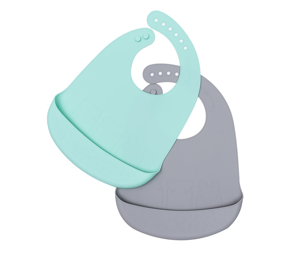 BABETE DE SILICONE | MENTA E CINZENTO