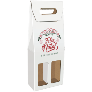 Pack de 10 – p/ 2 Garrafas de Vinho c/ Janela 15x8x34 cm – Natal Branco
