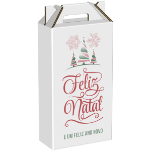 Pack de 10 – Caixa p/ 2 Garrafas de Vinho Árvores de Natal 18x9x34cm – Branco