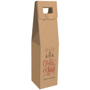 Pack de 10 – p/ 1 Garrafa de Vinho 9x9x40 cm c/ Pega – Natal Castanho
